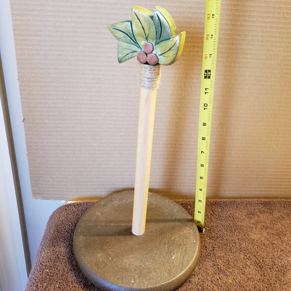Wood Paper Towel Holder by Clay Art Tropical Palm Tree